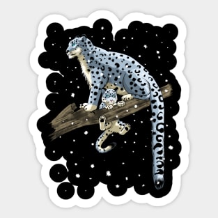 Snow leopard family Sticker